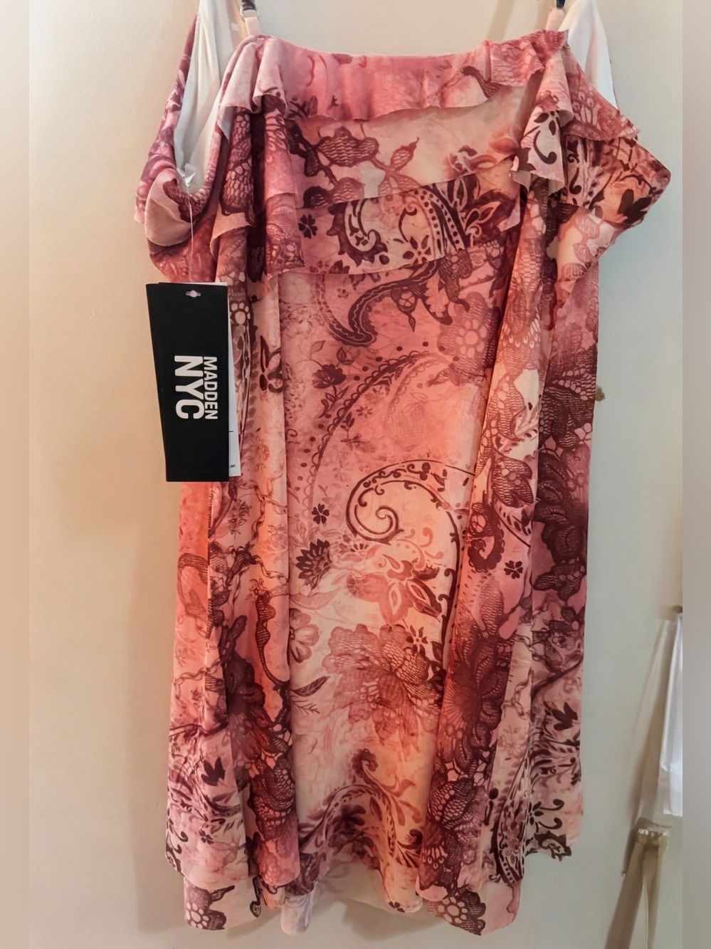 Pink Paisley Off-Shoulder Mini Dress